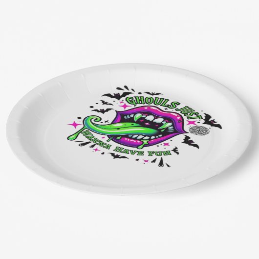 Ghouls willen gewoon plezier hebben in de sloth-vi papieren bordje (Gekanteld)