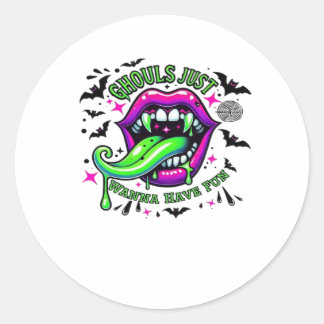 Ghouls willen gewoon plezier hebben in de sloth-vi ronde sticker
