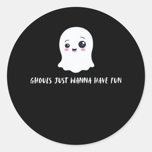 Ghouls willen gewoon plezier hebben in een vrolijk ronde sticker (Voorkant)