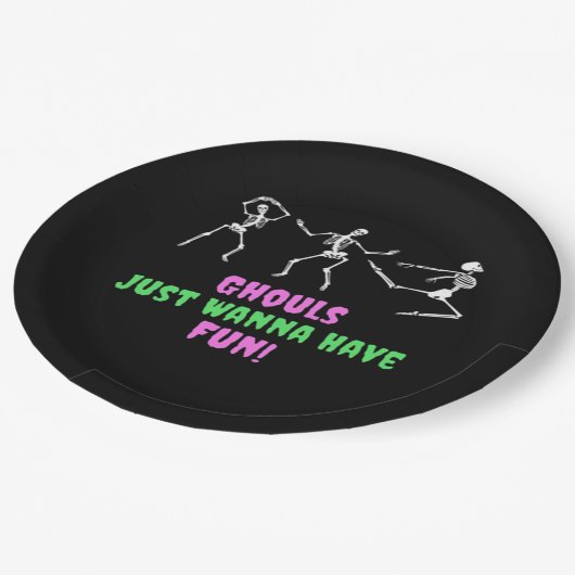 Ghouls willen gewoon plezier hebben luie luiaard papieren bordje (Gekanteld)