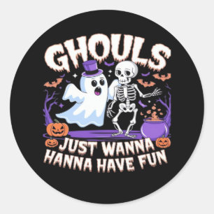 Ghouls willen gewoon plezier hebben luie luiaard ronde sticker