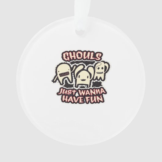 Ghouls willen gewoon plezier hebben retro spooky ornament (voorkant)