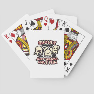 Ghouls willen gewoon plezier hebben retro spooky pokerkaarten