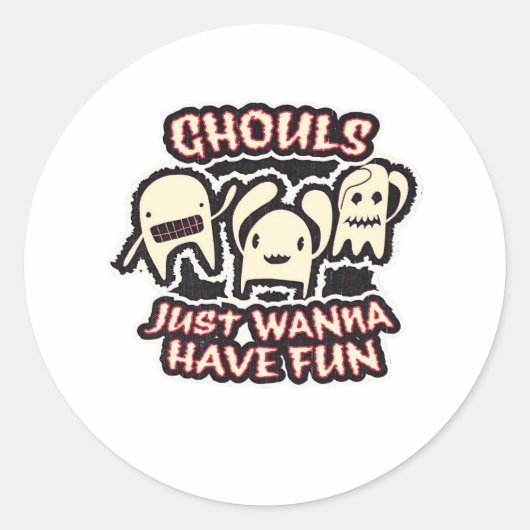 Ghouls willen gewoon plezier hebben retro spooky ronde sticker (Voorkant)