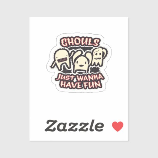 Ghouls willen gewoon plezier hebben retro spooky sticker (Vel)