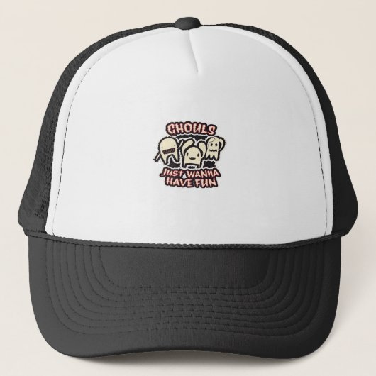 Ghouls willen gewoon plezier hebben retro spooky trucker pet (Voorkant)