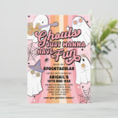 Ghouls willen gewoon plezier hebben roze Halloween Kaart (Staand voorkant)