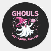Ghouls willen gewoon plezier hebben spooky Hallowe Ronde Sticker (Voorkant)