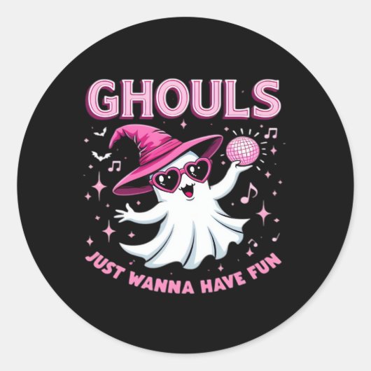Ghouls willen gewoon plezier hebben spooky Hallowe Ronde Sticker (Voorkant)