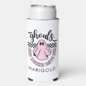 Ghouls willen gewoon plezier roze spook Halloween Seltzer Blikjeskoeler (Seltzer Achterkant)
