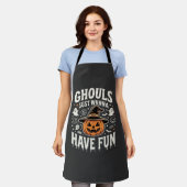 Ghouls Willen Gewoon Pret Hebben Halloween Pompoen Schort (Gedragen)