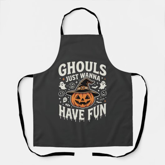 Ghouls Willen Gewoon Pret Hebben Halloween Pompoen Schort (Voorkant)
