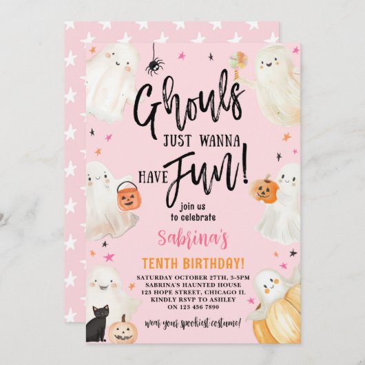 Ghouls willen gewoon roze Halloween verjaardagsfee Kaart (Voorkant / Achterkant)