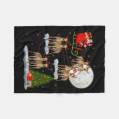 Ghound Dog Santa Sleigh Flying Funny Magical Chris Fleece Deken (Voorkant (Horizontaal))