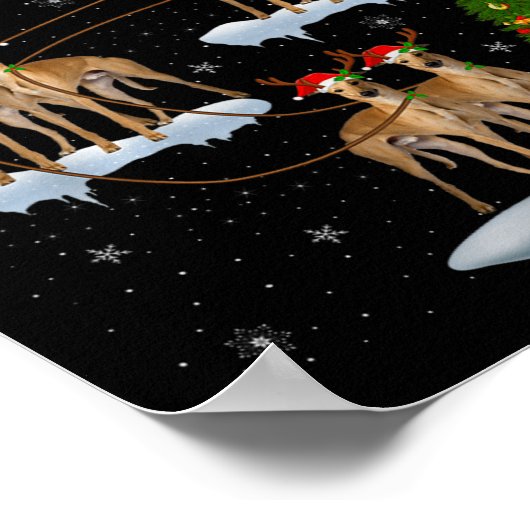 Ghound Dog Santa Sleigh Flying Funny Magical Chris Poster (Hoek)