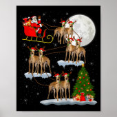 Ghound Dog Santa Sleigh Flying Funny Magical Chris Poster (Voorkant)