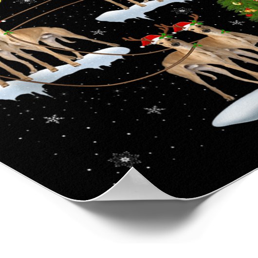 Ghound Dog Santa Sleigh Flying Funny Magical Chris Poster (Hoek)