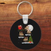 Ghound Hond Santa slee Kerstman Vliegend Grappig M Sleutelhanger (Voorkant)