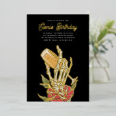 Ghovake Champagne Halloween Birthday Party Folie Uitnodiging (Staand Voorkant)