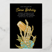 Ghovake Champagne Halloween Birthday Party Folie Uitnodiging (Voorkant)