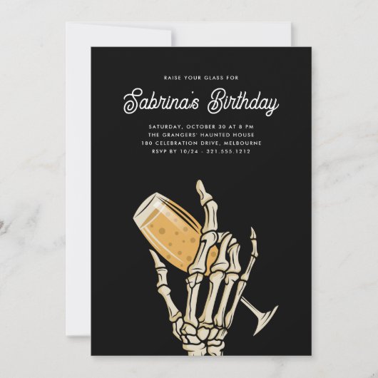 Ghovake Champagne Halloween Birthday Party Kaart (Voorkant)