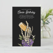 Ghovake Champagne Halloween Birthday Party Kaart (Staand voorkant)