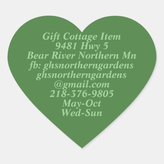 GHS Noordelijke Tuinen Info Vlak Hart Hart Sticker (Voorkant)