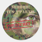GI Camouflage Militair Verjaardagsfeestje Ronde Sticker (Voorkant)