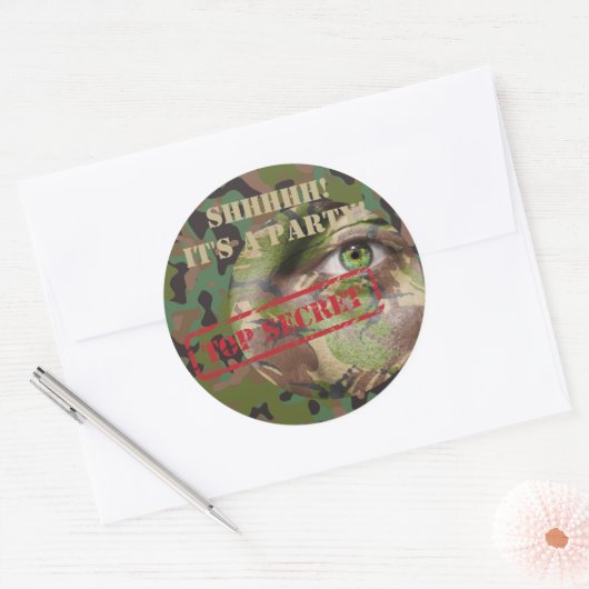 GI Camouflage Militaire Verjaardagsfeestje Ronde Sticker (Envelop)