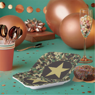 GI Camouflage Soldaat Joe Militaire Feestborden Papieren Bordje