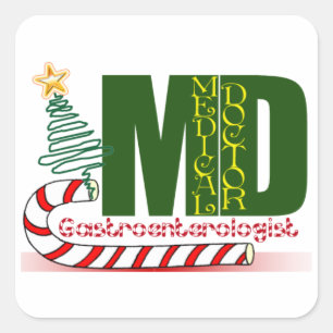 GI GASTROENTEROLOGIST MERRY CHRISTMAS VIERKANTE STICKER