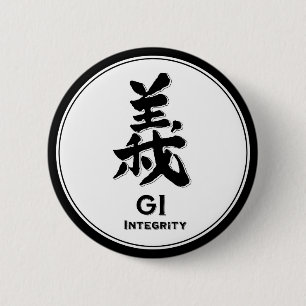 GI integriteit bushido deugdsamurai kanji Ronde Button 5,7 Cm