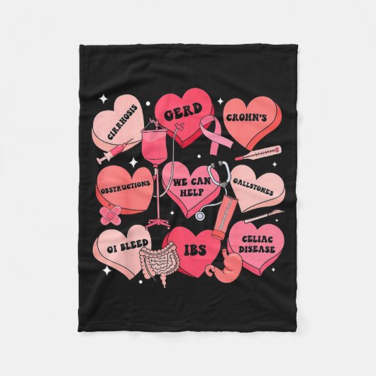 Gi Nurse Valentine Hearts Candy Gastroenterology E Fleece Deken (Voorkant)