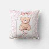 Gia | Aangepaste Roze Teddybeer Nursery Design Kussen (Voorkant)