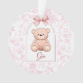 Gia | Aangepaste Roze Teddybeer Nursery Design Ornament (voorkant)