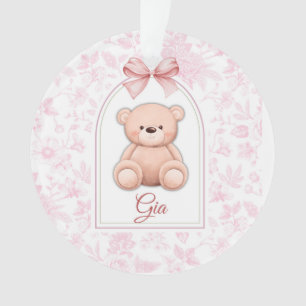 Gia Aangepaste Roze Teddybeer Nursery Design Ornament