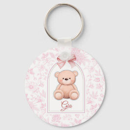 Gia | Aangepaste Roze Teddybeer Nursery Design Sleutelhanger