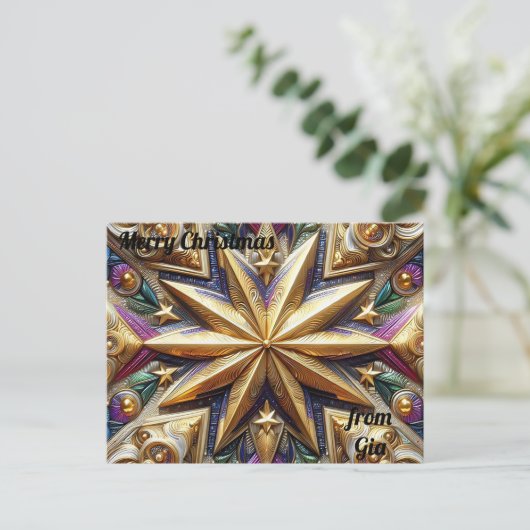 GIA ~ CHRISTMAS ~ 3D star pattern ~ Briefkaart (Staand voorkant)