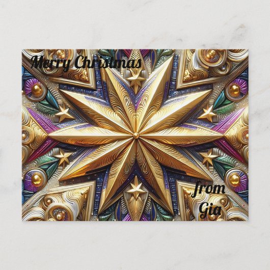GIA ~ KERSTMIS ~ 3D-sterpatroon ~ Briefkaart (Voorkant)