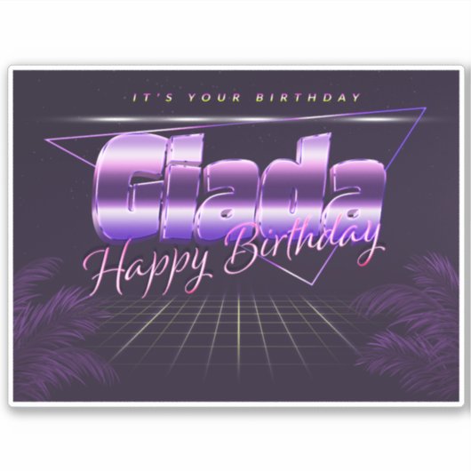 Giada Name Vorname lila retro Sticker Geburtstag (Voorkant)
