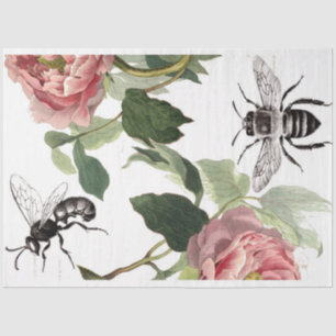 GIan Floral Bee Elements Decoupage Sheet Tissuepapier