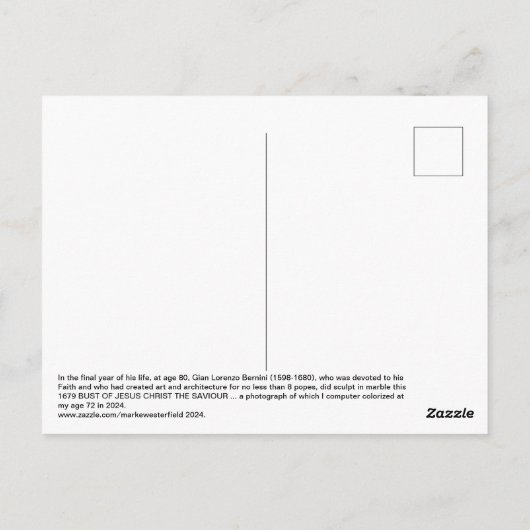Gian Lorenzo Bernini Buste van Christus 1679 Briefkaart (Achterkant)