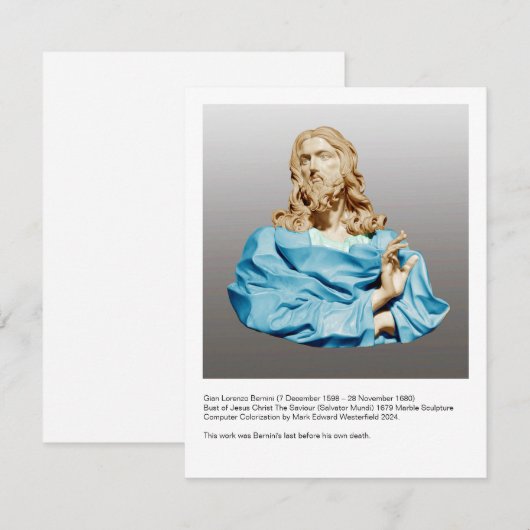 Gian Lorenzo Bernini Buste van Christus 1679 Notitiekaartje (Voorkant / Achterkant)