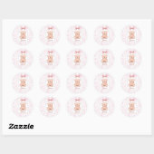 Gianna | Aangepaste Roze Teddybeer Nursery Design Ronde Sticker (Vel)
