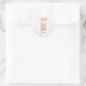 Gianna | Aangepaste Roze Teddybeer Nursery Design Ronde Sticker (Tas)