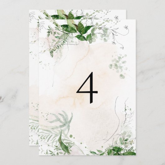 GIANNA Boho Etheral Greenery  Table Number Kaart (Voorkant / Achterkant)