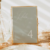 GIANNA Elegant Script Sage Green Table Number Kaart