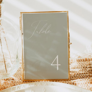 GIANNA Elegant Script Sage Green Table Number Kaart