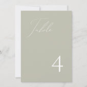 GIANNA Elegant Script Sage Green Table Number Kaart (Voorkant)