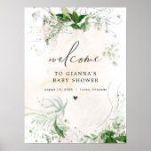 GIANNA Etherial Greenery Baby shower Welkom Poster (Voorkant)